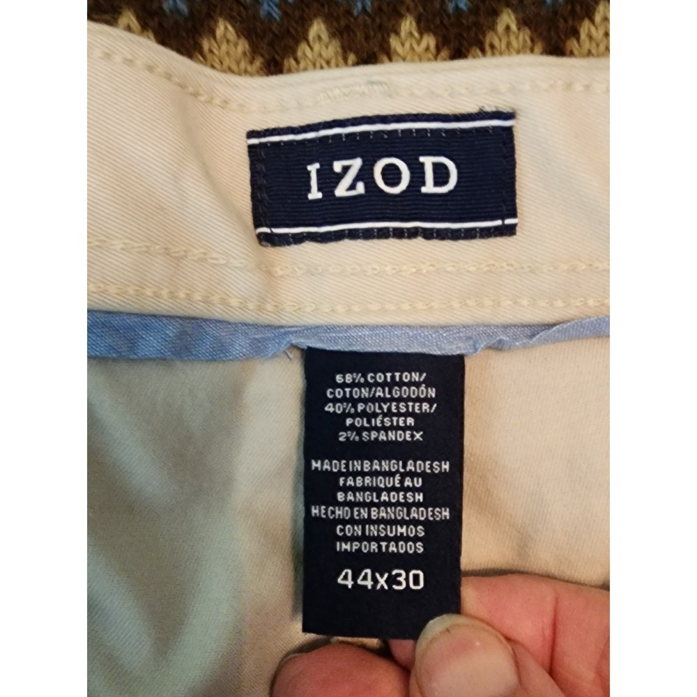 IZOD NWT Mens 44x30 SportFlex Ivory Big Tall Stretch Chino Pants Performance - Picture 7 of 8